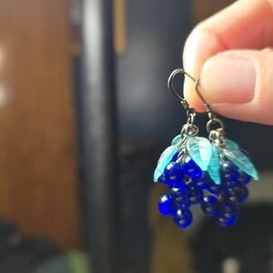 Blue and Teal Beaded Earrings